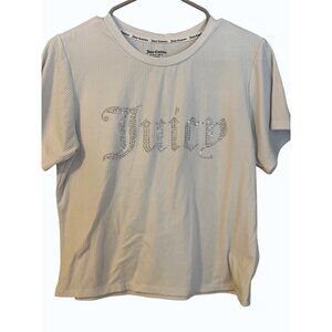 Juicy Couture Rhinestone‎ Logo Ribbed Short Sleeve Sleepwear Top L (Stretch)